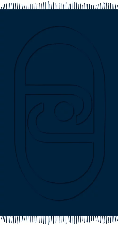 telo mare liu jo con frange in tinta unita e logo in rilievo blu