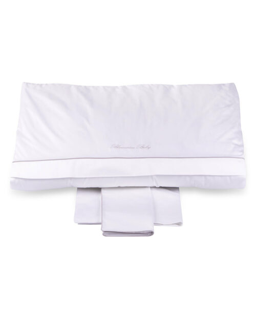 completo copripiumino culla o carrozzina baby blu blumarine silver